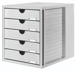 CASSETTIERA SYSTEMBOX  CON 5 CASSETTI CHIUSI  GRIGIO CHIARO