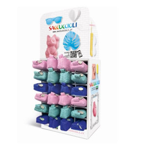 SACCUCCIOLO BARRETTA (MISURA 22X5X3 CM) E LINGOTTO GLAM (MISURA       22X3X4,5 CM) IN MATERIALE PU; IN PRATICO ESPOSITORE DA BANCO.