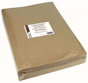 CARTA DA PACCO CONFEZIONE DA 50 FOGLI CARTA KRAFT AVANA DA 80 GR.     100X140