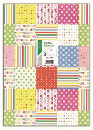 CARTA REGALO CONFEZIONATA IN BUSTA DA 3 FG. CARTA REGALO LWC 60 GR.   GENERICO ASSORTITI