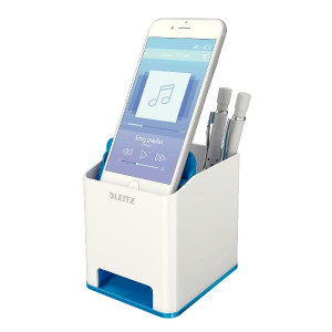 WOW - Portapenne con amplificatore del suono Dual Color Blu metallizzato