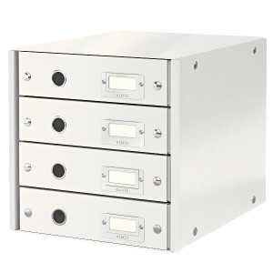 CLICK   STORE CASSETTIERA 4 CASSETTI BIANCO METALLIZZATO
