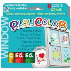 CF6 TEMPERA SOLIDA PLAYCOLOR WINDOW COLORI ASSORTI 10 GR