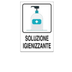 ADESIVO BIANCO CM 30X20 - CARTELLO SOLUZIONE IGIENIZZANTE