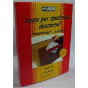 MARKIN C5 - 100 BUSTE ADESIVE PER SPEDIZIONE DOCUMENTI 225X165 MM. C  ON DICITURE