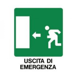 CARTELLO USCITA DI EMERGENZA A SINISTRA -SOGARO- 250X310