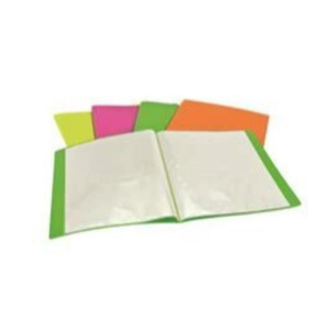 PORTALISTINO A4 30 BUSTE  IN PPL CON COPERTINA FLESSIBILE FINITURA    LUCIDA ZIGRINATA  4 COLORI  FLUO  ASSORTITI