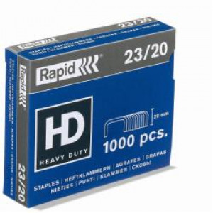 Punti  23 -- 20 mm zincati  Fg. 140-170  per materiali ad alti spessori  usati dalla cucitrice a pinza HD (Scatola 1000 pz)