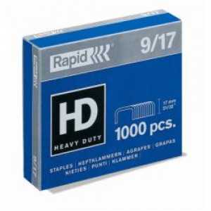 Punti  9 -- 17 mm zincati 1M  110-140 Fogli  usati per cucitrici  HD alti spessori (conf.1000)