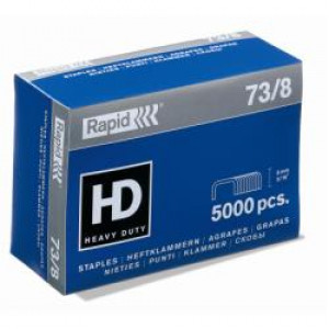 Punti  73 -- 8 mm zincati  a filo largo per materiali duri e spessi  usati dalla cucitrice a pinza HD31 (Scatola 5000 pz)