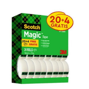 Nastro adesivo invisibile Scotch  Magic   Value Pack  24 Rotoli da 19 mm x 33 mm