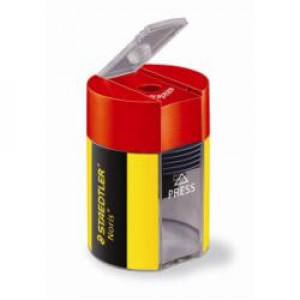 Temperamatite Noris colore rosso giallo e nero  per matite a fusto normale 82 mm lama in metallo 1 foro serbatoio  (conf.10)