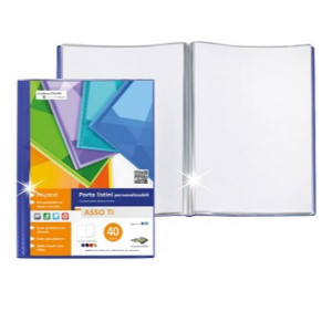 Porta listino personalizzabile Asso TI 80 buste blu - 22x30 cm (A4)