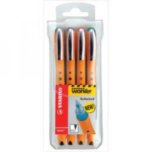 Stabilo bionic worker fine astuccio 4 colori assortiti  punta roller stabilo bionic worker  scrittura scorrevole  tratto 0 3 mm