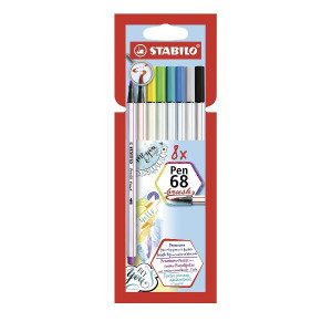 STABILO Pen 68 brush astuccio in cartone da 8 colori ass.