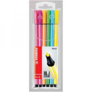 Stabilo Pen 68 astuccio 6 colori NEON  penna per grafica  inchiostro a base d acqua  punta media 1mm in feltro (conf.6)