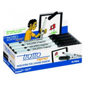 Marcatore Tratto Memo nero  p/tonda 4 0 mm  tratto 1 0-2 5 mm  inchiostro cancellabile a secco per lavagne bianche (conf.12)