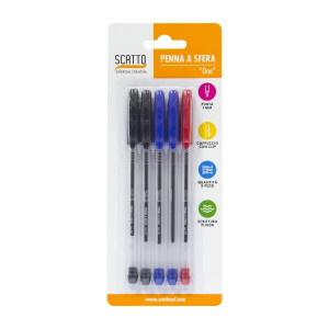 BL. 5PZ PENNA A SFERA 1.0MM COL.ASS.