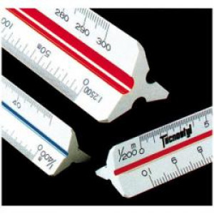 Scalimetro 30 cm  bianco in ABS -- catasto 1 100-200-500-1000-2000-4000