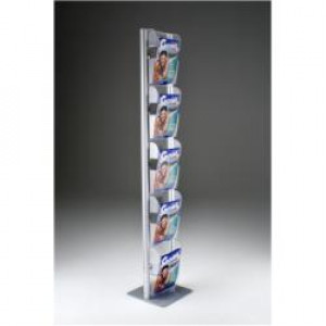 Espositore Ice A4 monofronte -- 5 vaschette in materiale plastico  pannello in acrilico trasparente 33x33x173cm