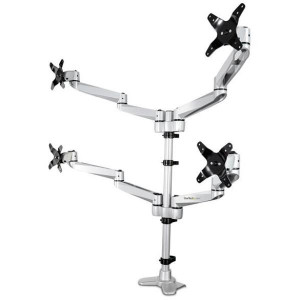 Supporto da scrivania per 4 monitor - Completamente articolabile - Staffa Premium - con passacavo (ARMQUADPS