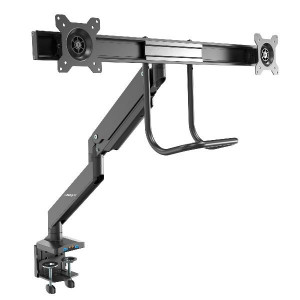 Braccio per doppio monitor da tavolo - 2x porte USB 30 -  Supporto monitor con attacco VESA da 17  a 32  (ARMSLIMDUAL2USB3)