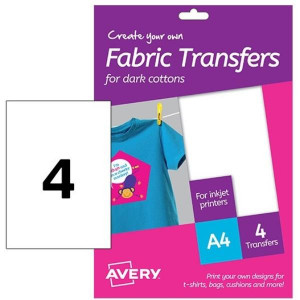 T-SHIRT TRANSFER FOGLI A4 TERMOTRASFERIBILI PER COTONE SCURO -        STAMPANTI INKJET - 210X297 - 4 FF