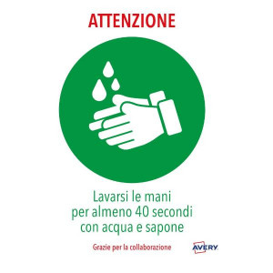 CF2 ETICHETTE ADESIVE PRESTAMPATE - LAVARSI LE MANI