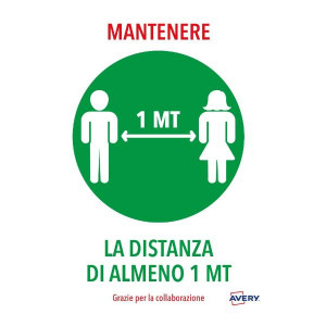 CF2 ETICHETTE ADESIVE PRESTAMPATE - MANTENERE DISTANZA 1MT