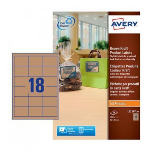 Etichette per prodotti in carta kraft  effetto cartone  - stampanti Laser/Inkjet - rettangolari - 62x42 - 20 ff