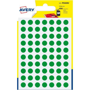 ETICHETTE ROTONDE IN BLISTER - VERDI - DIAM 8 MM - SCRIVIBILI A MANO -7 FF