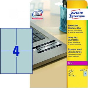 Etichette in poliestere argento 105x148mm adesivo permanente stampanti laser