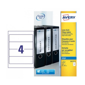 ETICHETTE PER CLASSIFICATORI 200X60 - ETICHETTE PER FOGLIO N 4  (25FF.)INKJET(CONF.DA 100 ETICHETTE)