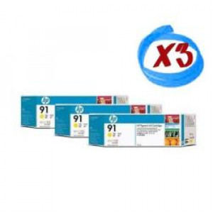Confezione multipla da 3 inchiostri HP 91 giallo  3 cartucce da 775 ml  da non vendersi separatamente