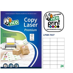 ETICHETTE BIANCHE SENZA MARGINI - LASER/INKJET/COPIATRICI - 70X37 -   100 FF  24 ETICHETTE PER FOGLIO