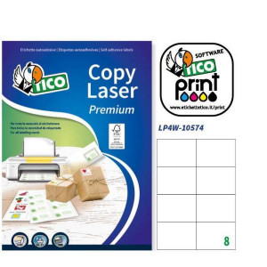 AUTOADESIVE A4 SENZA MARGINI F.TO 105X74 - ETICHETTE PER FOGLIO 8  (100PZ.)INKJET/LASER/COPY