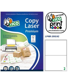 ETICHETTE BIANCHE ANGOLI ARROTONDATI - LASER/LASER A                  COLORI/INKJET/COPIATRICI - 200X142 - 100 FF  2 ETICHETTE PER FOGLIO
