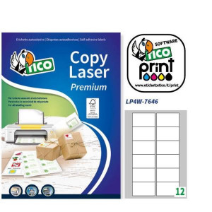 ETICHETTE TICO LASER BIANCHE 76 2x46 4  ETICH. x FOGLIO 12 - CF 100 FF