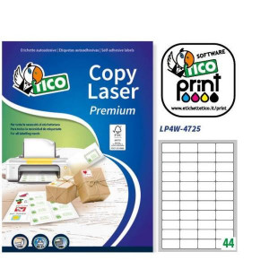 Etichette bianche angoli arrotondati - Laser/Laser a colori/Inkjet/Copiatrici - 47 5x25 5 - 100 ff