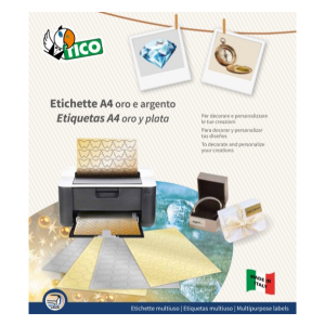 Kit Etichette adesive in carta satinata oro e argento 10fogli  GL4/SL4-36  GL4/SL4-3621  GL4/SL4-3627  GL4/SL4-4416  GL4/SL4-4522
